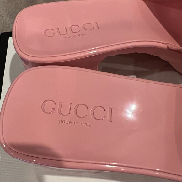 Gucci Women’s Rubber Slide Sandal Pastel Pink Size 7 - Picture 7 of 12